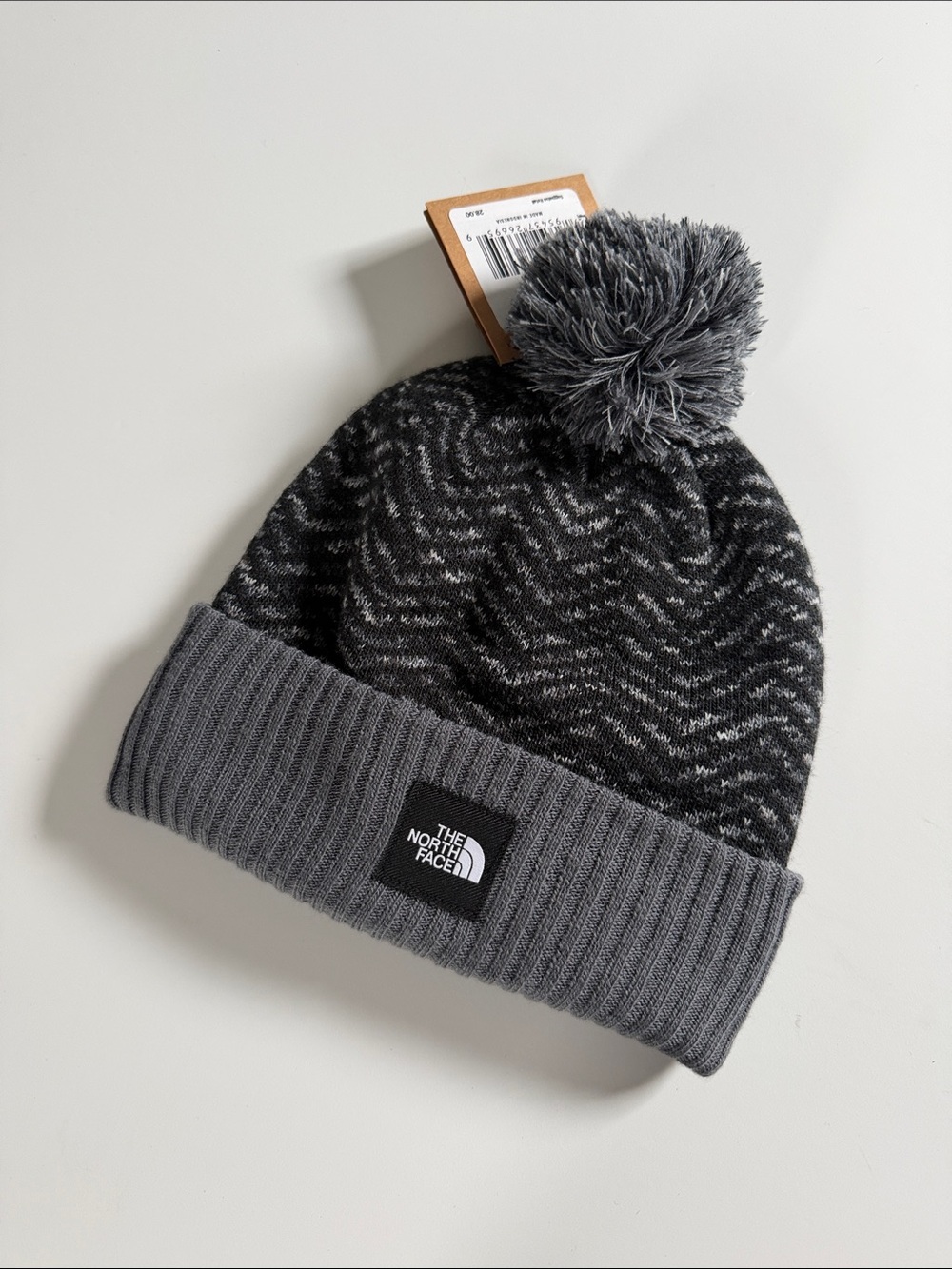 The North Face Gray & Black Marled Pom Beanie